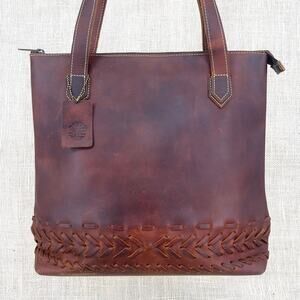 Tree Of Life Est. 2012 Logo Woven Leather Detail Large Tote Large Shoulder Bag